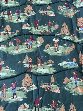 Quilted golf print Quilt  ,pillow camping Twin 65”x50”